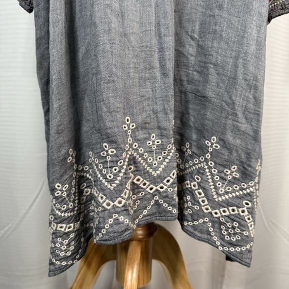 Johnny Was Embroidered Ellington Peasant Dress Size XL Boho Floral Gray - Picture 4 of 10